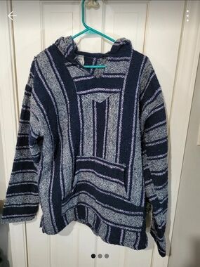 Striped Navy and Gray Baja Hoodie